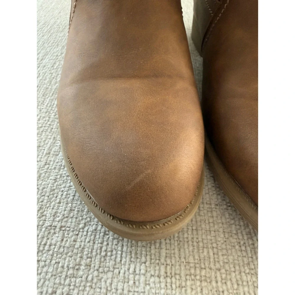 Jands Women's Brown Faux Leather Mid-Calf Winter Boots Fleece Sherpa Trim Size 9